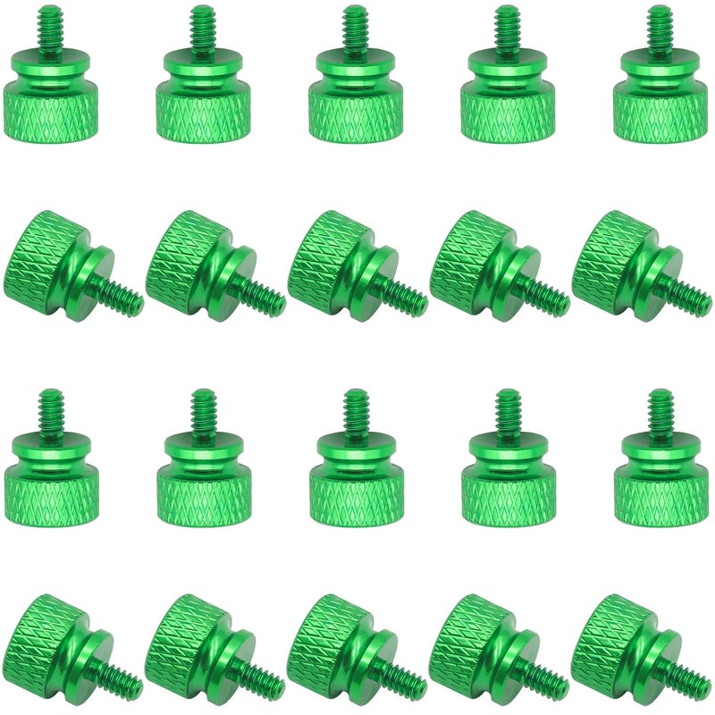 Powlankou 20 Pieces 6#-32 Computer Case Screws, Anodized Aluminum Thumbscrews, Fully Threaded Knurled Thumbscrews, Thumb Screws (Green) - Image 1